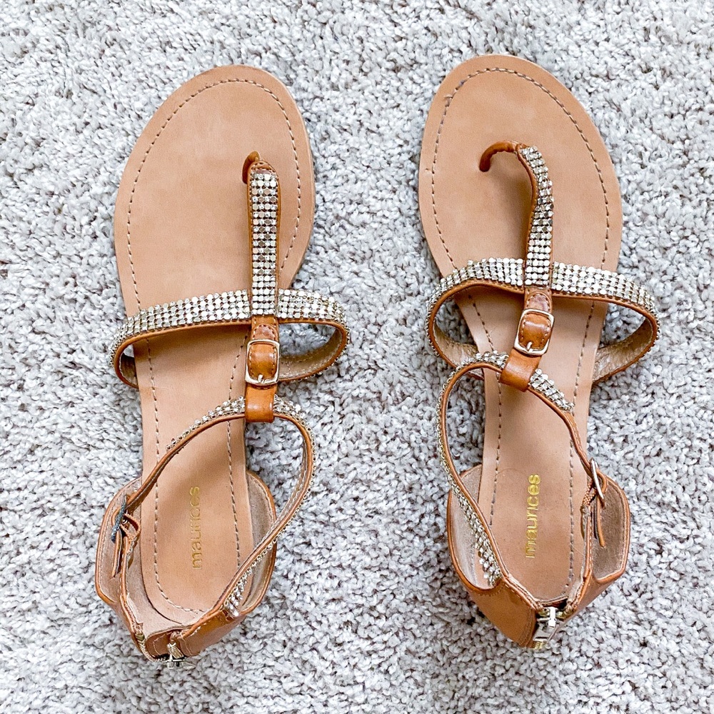 ⚡️ Maurices gold mesh sandals - EUC!